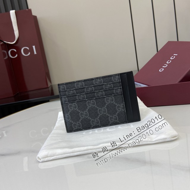 Gucci專櫃古馳最新款Emblem系列經典圖案卡包男士卡片夾 jh2705型號：821208